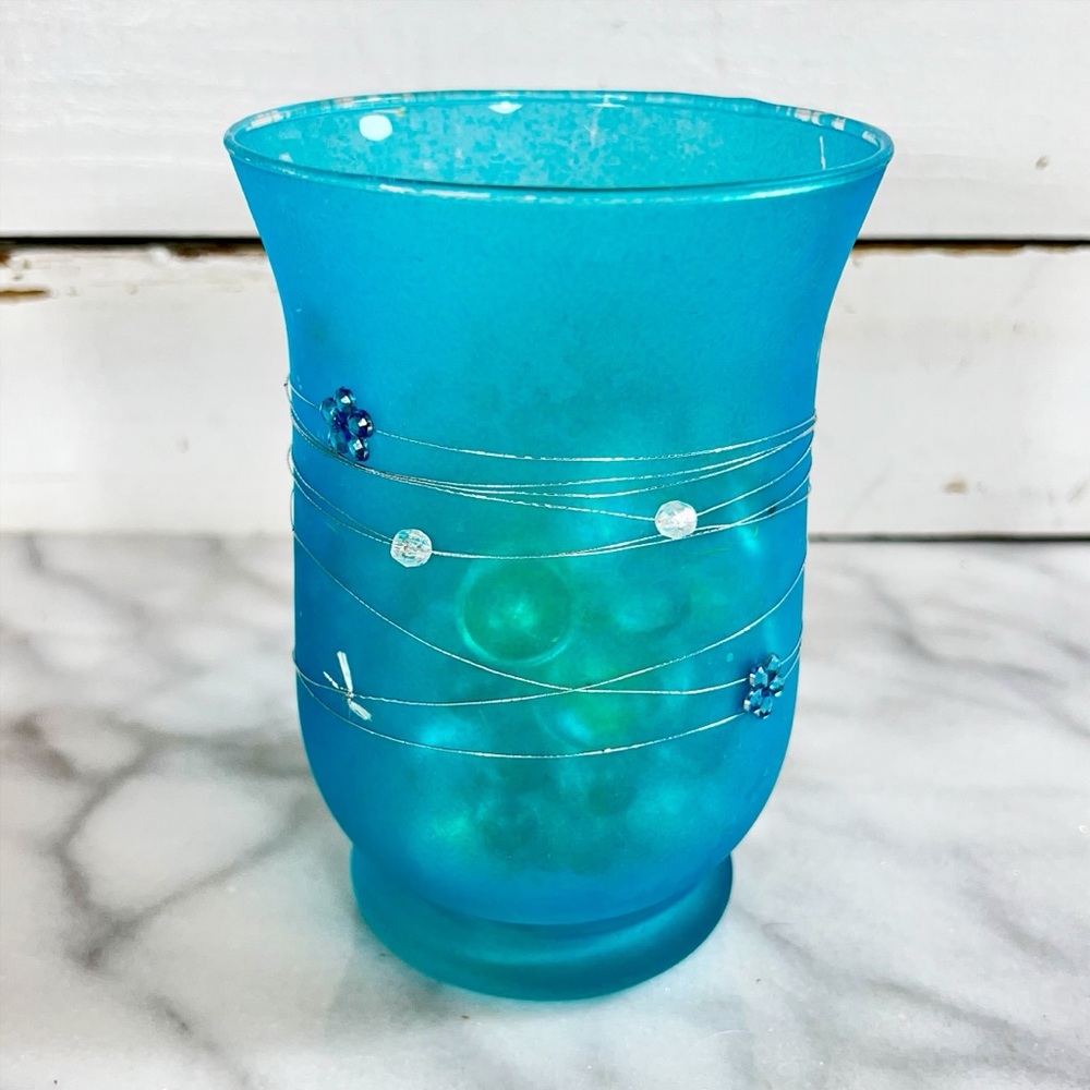Turquoise Fogged Glass Vase
